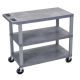 Luxor EC 35.25 inch W x 18 inch D x 34.5 inch H 3-Flat Shelf Utility Cart in Gray