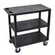 Luxor EC 35.25 in. W x 18 in. D x 35.5 in. H Utility Cart w/ 3-Flat Shelves and 5 in. Casters in Black