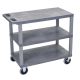 Luxor EC 35.25 in. W x 18 in. D x 35.5 in. H Utility Cart w/ 3-Flat Shelves and 5 in. Casters in Gray