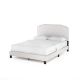 Furinno Nadia White Linen Queen Bed Frame Headboard w/ Nailhead