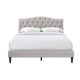 Furnishings Direct Driftwood Sand Beige Upholstered King Platform Bed w/ Tufted Arched Headboard
