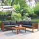 Harper & Bright Designs 4-Piece Brown Wood Outdoor Sectional Set with Gray Cushions