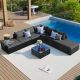 Modern Luxury 8-Pieces Patio Black Wicker Outdoor Sectional Set with Gray Cushions