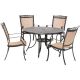 Hanover Fontana 5-pc Aluminum Outdoor Dining Set with 4 Sling Chairs and a 48 in. Cast-Top Table