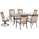 Hanover Fontana 7-pc Aluminum Outdoor Dining Set with 2 Sling Swivel Rockers, 4 Sling Chairs and Cast-Top Table