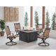Hanover Fontana 5-pc Aluminum Patio Fire Pit Conversation Set with Swivel Rockers and Fire Pit Coffee Table