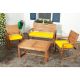Safavieh Ozark Natural Brown 4-pc Wood Patio Conversation Set with Yellow Cushions