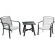 Hanover Foxhill Aluminum 3-pc Commercial Sling Patio Conversation Set with 2-Sunbrella Lounge Chairs and Slat-Top Side Table