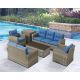 6-Piece Wicker Rattan Patio Sofa Seating Group w/ Blue Cushions