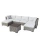7-Piece Wicker Rattan Patio Outdoor Sofa Group w/ Beige Cushions