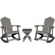 Rocky Charcoal Gray 3-Piece Recycled Plastic Outdoor Patio Conversation Adirondack Rocking Chair Set with a Side Table