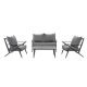 DIRECT WICKER Lucky Grey 4-pcs Aluminum Patio Seating Group with Grey Cushions