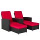 DIRECT WICKER Rome Black 5-Piece Resin Wicker Seating Group w/ Red Cushions