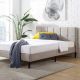 Zinus Lottie Beige Full Upholstered Platform Bed Frame w/ Short Headboard