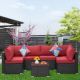 MIRAFIT 7-Pieces Outdoor Rattan Sectional Sofa Patio Wicker Furniture Sets with Coffee Table and Cushions