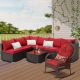 MIRAFIT 7-Pieces Outdoor Rattan Sectional Sofa Patio Wicker Furniture Sets with Coffee Table and Cushions FT-AH005BL
