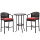 MIRAFIT 3-Piece Wicker Outdoor Bar Set with Iron Table Top and Red Cushion