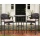 3-Piece Outdoor Wicker Bar Set with Iron Table Top