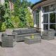7-Pieces Outdoor Rattan Sectional Sofa Patio Wicker Furniture Sets with Coffee Table and Gray Cushions