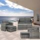 7-Piece Wicker Outdoor Patio Sectional Conversation Seating Set with Gray Cushions