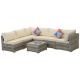 Long Outdoor 7-Piece Gray Wicker/Rattan Sectional Seating Group with Beige Cushions