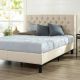Zinus - Misty Beige King Upholstered Platform Bed Frame