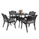 Freestyle Joivi Black 5-Piece Aluminum Outdoor Dining Set with Gray Cushions