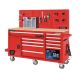 Frontier Heavy-Duty 62 in. 10-Drawer Red Tool Chest Mobile Workbench Cabinet with Pegboard Back Wall