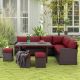 7-Piece Wicker Sectional Sets Outdoor Dining Sectional Sofa Couch with Red Cushions