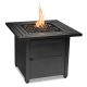 Endless Summer 30inch W Black Weather Resistant Steel LP Gas Outdoor Fire Pit w/ Electronic Ignition and Black Fire Glass