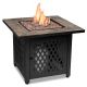 Endless Summer 30inch W Steel Frame Slate Tile Mantel LP Gas Fire Pit w/ Electronic Ignition and Lava Rock