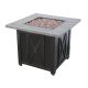 Endless Summer 30inch W Square Wood Look Resin Mantel LP Gas Fire Pit w/ Integrated Electronic Ignition, Lava Rock and Included Cover