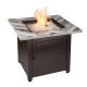 Endless Summer 30inch W x 25.4inch H Square Steel Frame and Wood Grain Print Resin Mantel LP Gas Fire Pit w/ Integrated Ignition