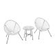 White 3-Piece Wicker Frame Outdoor Bistro Seating Acapulco Chair