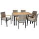 Sunnydaze Decor Carlow 7-pc Rattan and Acacia Patio Dining Set in Stone Gray