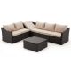 Modern 7-Piece Wicker Patio Conversation Set with Beige Cushions