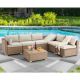 7-Piece PE Wicker Outdoor Sofa Sectional Set with Beige Cushions for Garden, Lawn, Balcony