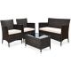 Costway 4 pc Rattan Patio Conversation Set w/ Beige Cushion