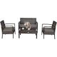 Costway 4-pc Wicker Steel Patio Conversation Set with CushionGuard Gray Cushions