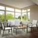 Costway 4-pc Metal Patio Conversation Set Gray