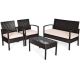Costway 4-Piece Wicker Outdoor Garden Patio Sectional Seating Set with Gray Cushions