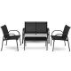 Costway Black 4-Piece Metal Outdoor Patio Conversation Set w/ Loveseat and Coffee Table