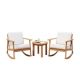 Royal Garden Dockside 3-Piece Eucalyptus Wood Patio Rocking Chair Conversation Set with Beige Cushions