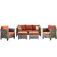 Vultros Gray 5-Piece Wicker Outdoor Patio Conversation Seating Set w/ Orange Red Cushions