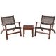 3-Piece Rattan Patio Chair and Table Set Outdoor Furniture Set w/ Wooden