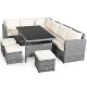 7-Piece Wicker Corner Outdoor Patio Sectional Sofa Set Conversation Set w/ White Cushions