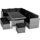 7-Piece Rattan Patio Sectional Corner Sofa Set Conversation Set w/ Black Cushions