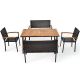 5-pc Rattan Outdoor Dining Set Patio Furniture Set w/Wooden Tabletop