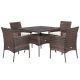 5-pc Wicker Patio Outdoor Dining Table Set Outdoor Furniture Set with 4-Seat White Cushions