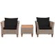 Gymax 3-Piece Rattan Patio Conversation Furniture Set with Wooden Feet Black Cushions